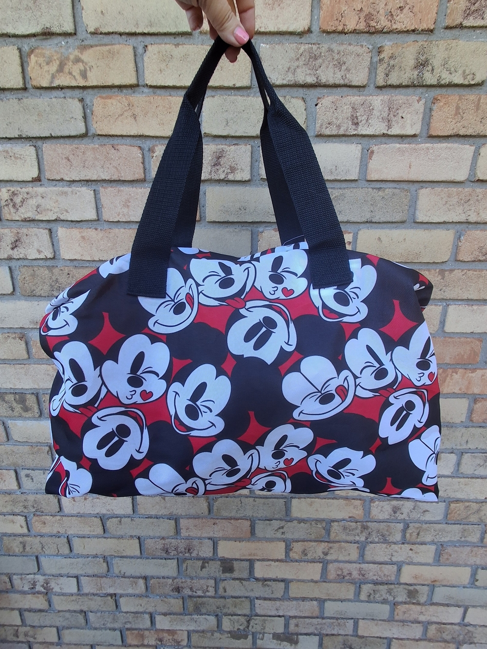 Black & Red Mickey Print Travel Bag